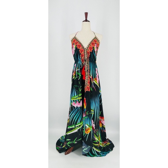 ASA Kaftans Dresses & Skirts - ASA KAFTANS - Long One Size Tropical Print Kaftan Dress